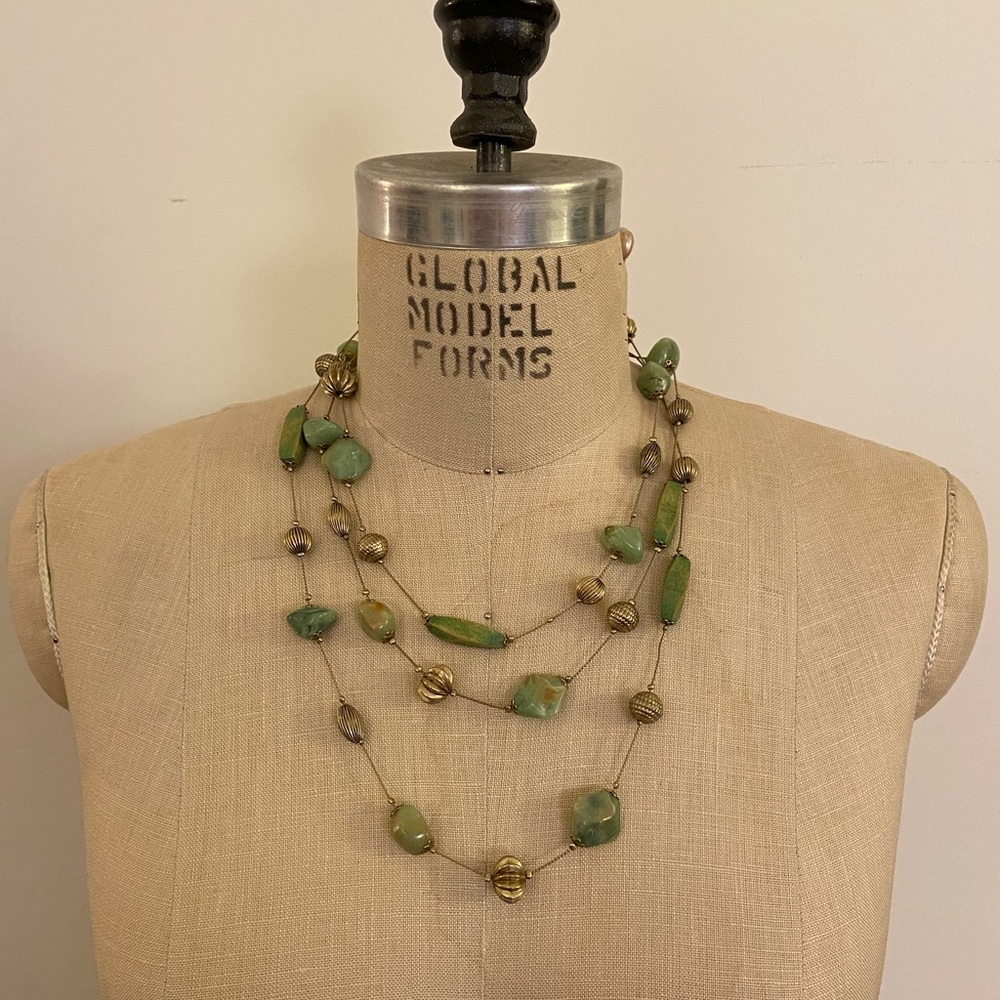 Green and Gold beaded necklace